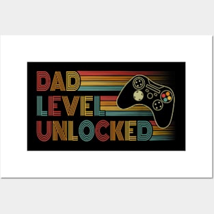 New Dad  Dad Level Unlocked Gaming Gamer Dad Mens Posters and Art